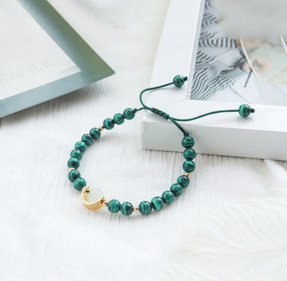 Malachite and Moonstone Bracelet