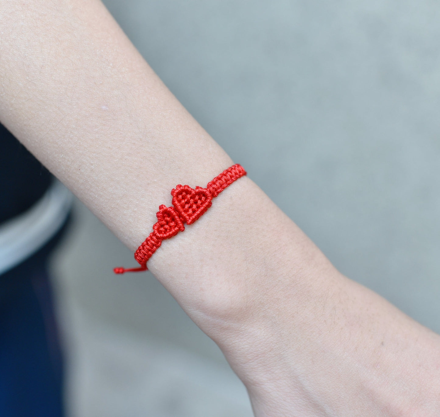Double Hearts love string  bracelet