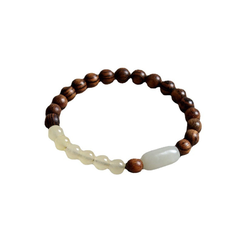 Confidence and calmness-Tiger Stripe Sandalwood with Jadeite Bracelet