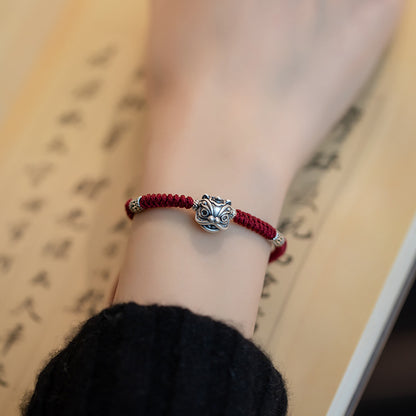 Strength and Courage-Silver Majestic Lion Red String Bracelet