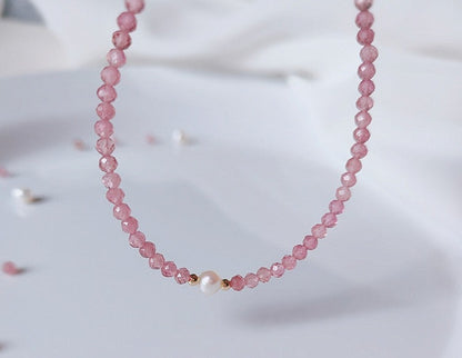 Minimalist Natural Pink Tourmaline Bracelet