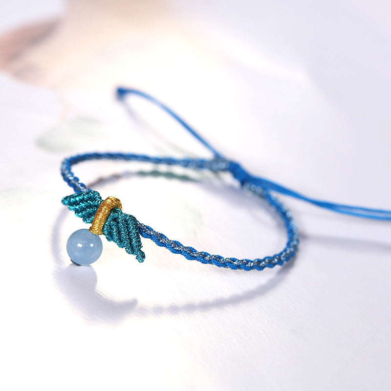 Crystal Stone and  String-Woven Wing string Bracelet