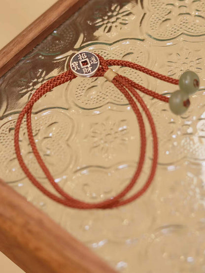 Prosperity -Red String Bracelet with Ancient Currency Design