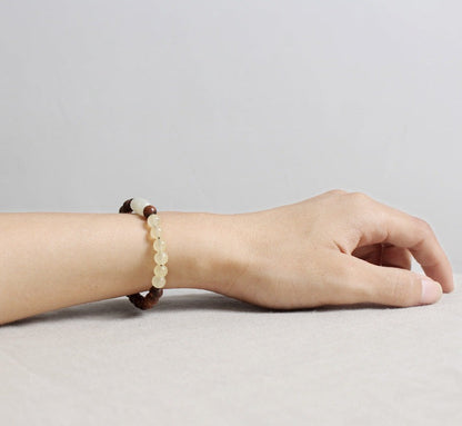 Confidence and calmness-Tiger Stripe Sandalwood with Jadeite Bracelet